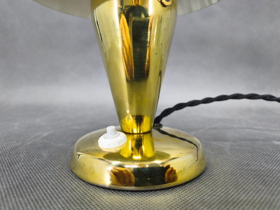 Image 1 of Bauhaus Brass Adjustable Table Lamp, 1930s Czechoslovakia