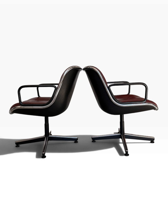 Paire de Fauteuils Executive Charles Pollock Knoll Cuir Bordeaux – Leather (photo 4 of 11)