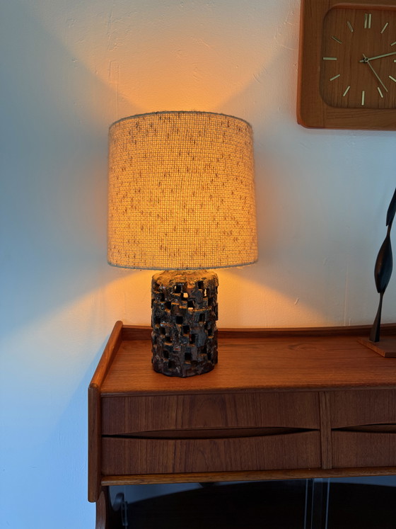 Image 1 of Brutalist ceramic table lamp '70s