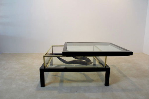 Table basse en laiton à plateau coulissant Romeo Rega