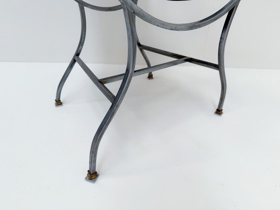 Image 1 of Alberto Orlandi Pompei fauteuil in staal, brons en zwart leer
