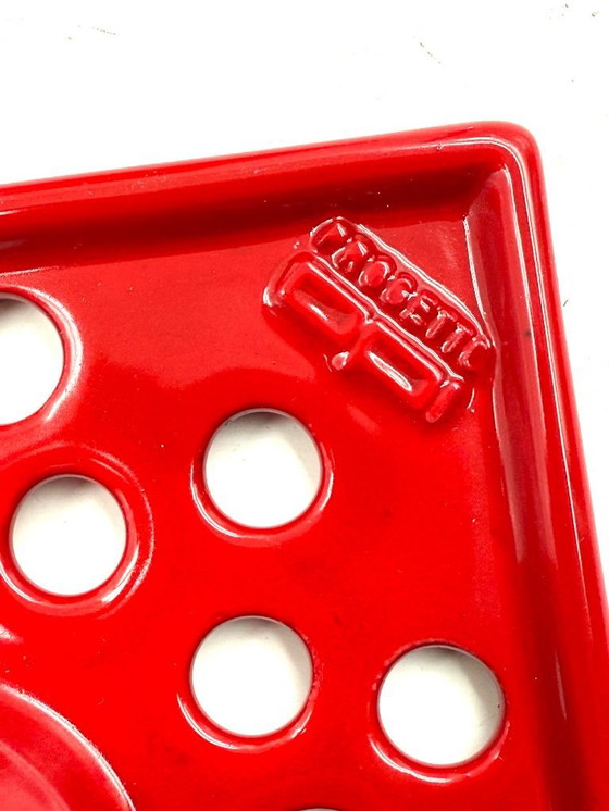 Image 1 of Space age red ceramic ashtray, Studio Opi, Gabbianelli Italy ca. 1970