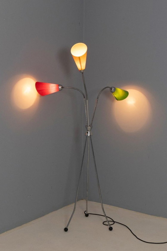 Image 1 of Lámpara de pie de tres brazos, Lidokov, década de 1950-1960, Checoslovaquia