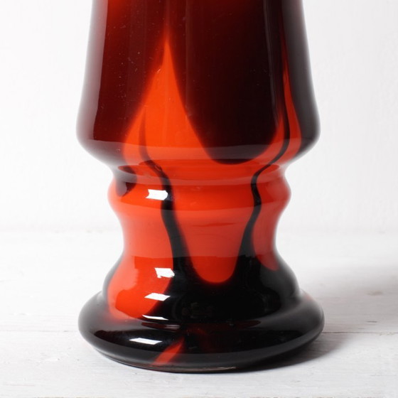 Image 1 of Zeldzame vintage vaas van Murano-glas in twee kleuren (oranje en bruin) uit het midden van de 20e eeuw / Italië / jaren 70