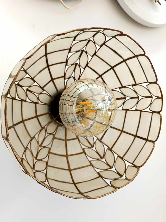 Image 1 of Art Deco Wandleuchte aus Perlmutt Weizenähren