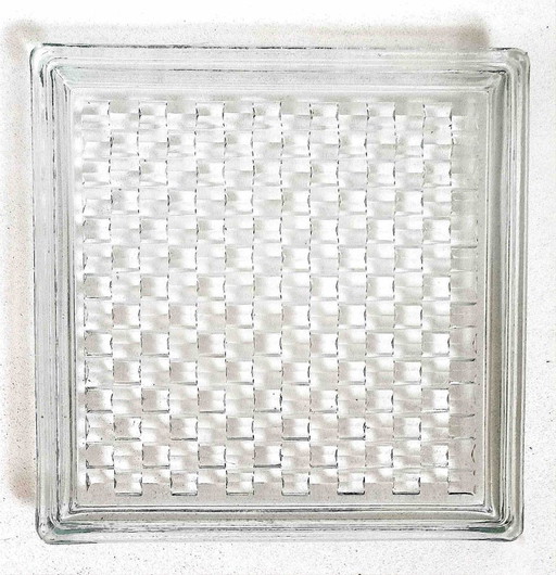 Grande tasca vuota anni '50 Blocco di vetro 30 x 30 cm