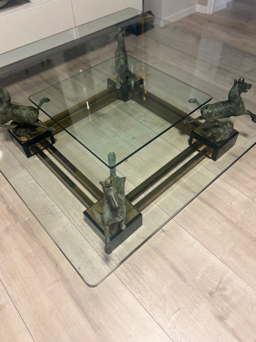 Salontafel "Vliegend Paard van Gansu" van Maison Charles uit de jaren 70.