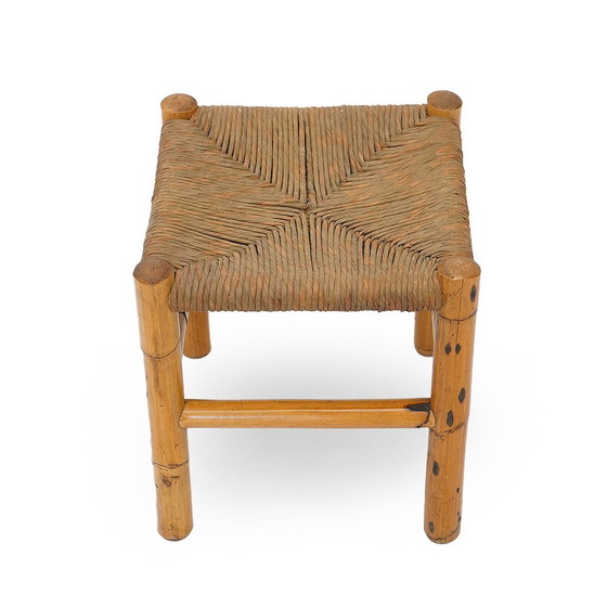 Image 1 of Par de taburetes de ratán y paja tejida, años 60