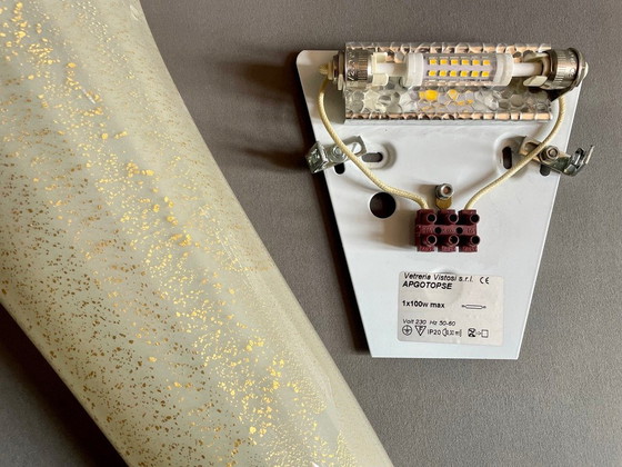 Image 1 of Vistosi Murano Glassworks, grande applique simple, verre artistique avec inclusions d'or. Italie, fin des années 1990, début