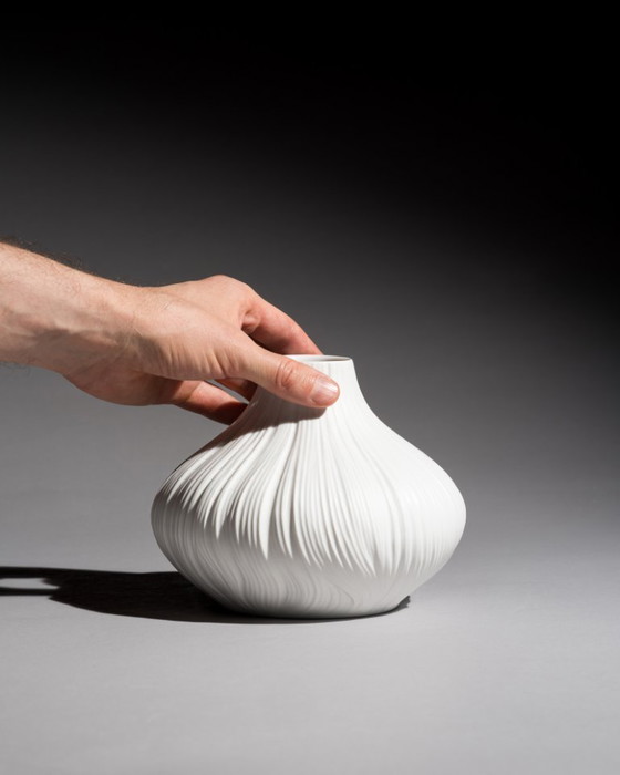 Image 1 of Rosenthal Vase Duo Martin Freyer Bisque Porcelain Plissée Iconic Design 1. Wahl