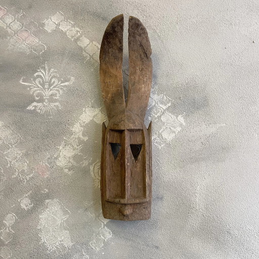 Masque tribal Dyommo en bois sculpté à la main de la tribu Dogon, Mali, XXe siècle