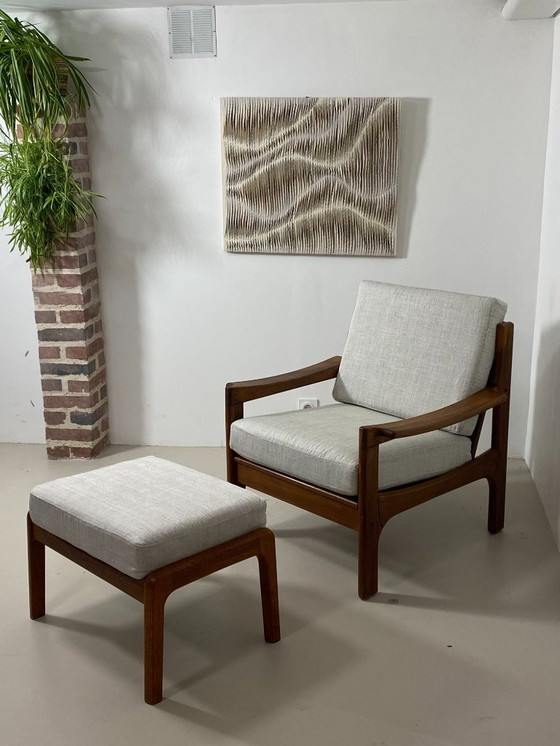 Image 1 of Poltrona e pouf in teak danese – anni '60