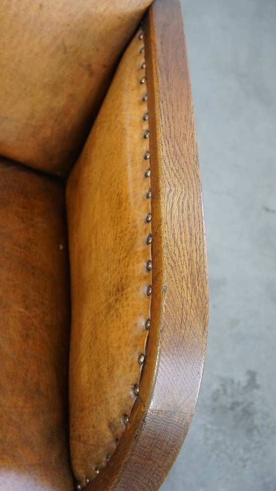 Image 1 of Poltrona in stile Art Déco in pelle di pecora e legno