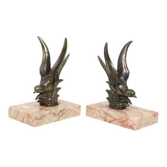Image 1 of Art Deco Swallows Bookends