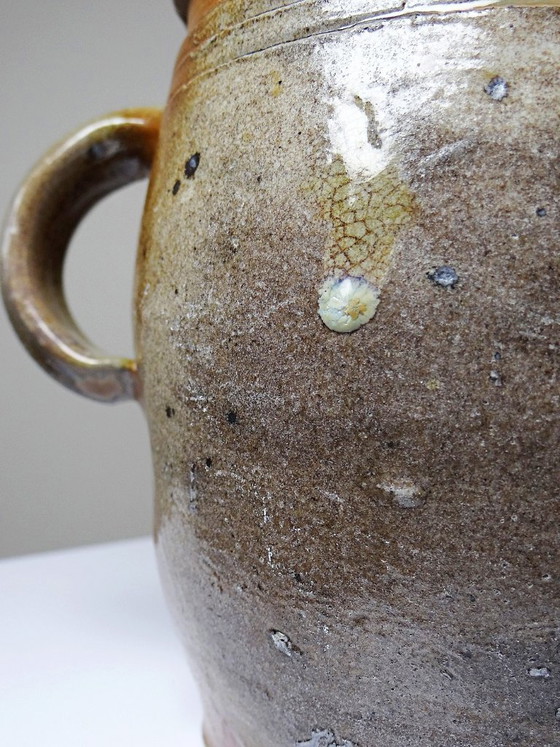 Pot ancien en grès de Puisaye à deux anses, fin XIXe-début XXe, Objets déco, Céramique, Marron, Rustic (photo 8 sur 11)