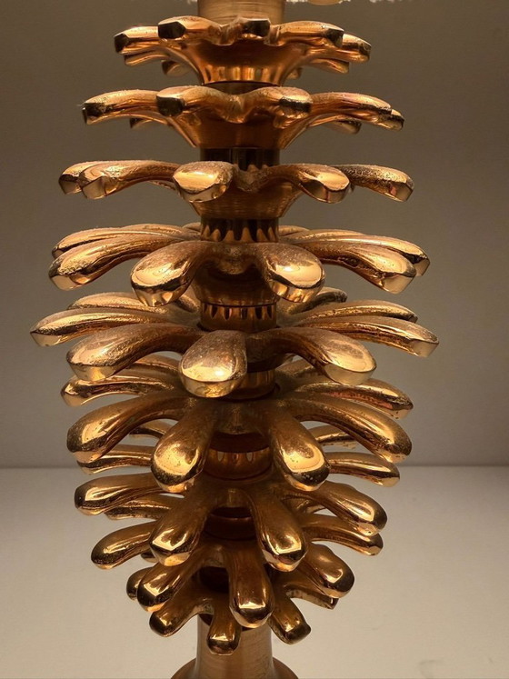 Image 1 of Set of 2 table lamps by Maison Charles, Hollywood Regency, pine cone/pine, France, 1970s