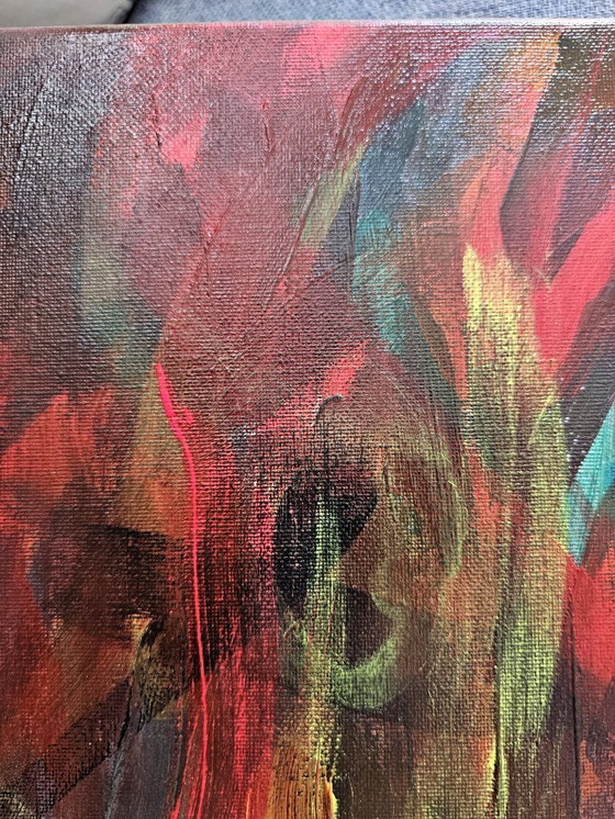 Image 1 of Large Abstract Painting – Embers of Resistance Warm Earth Tones – T.C. Freiberger – Contemporary Expressionism