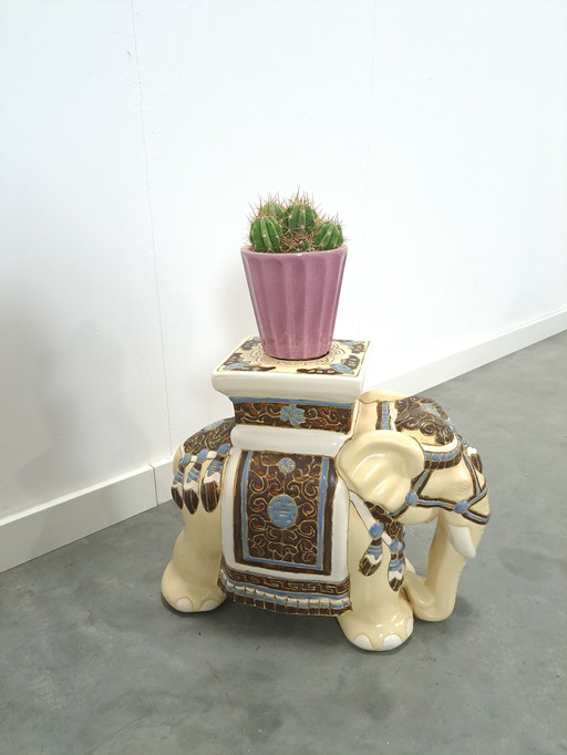 Porseleinen Olifant Plantentafel, Bijzettafel Vintage