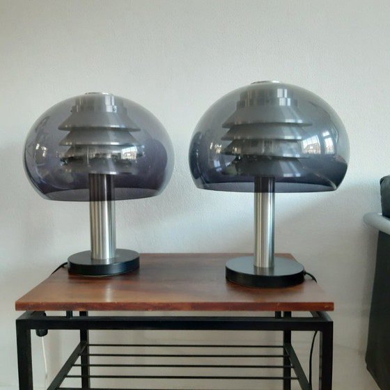 Image 1 of Two Hans-Agne Jakobssen mushroom table lamps. Sweden, 1960.