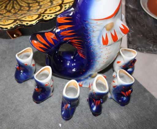 Vintage drinking set fish family - porcelain from the USSR