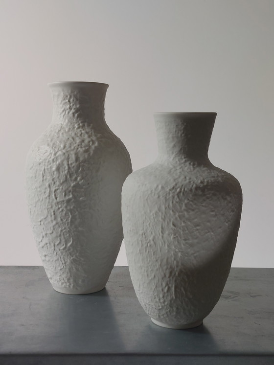 Image 1 of Pair of vintage Metzler Ortloff bisque vase 