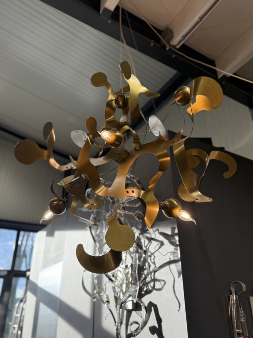 Brand Van Egmond Kelp Element Chandelier Brass Burnished