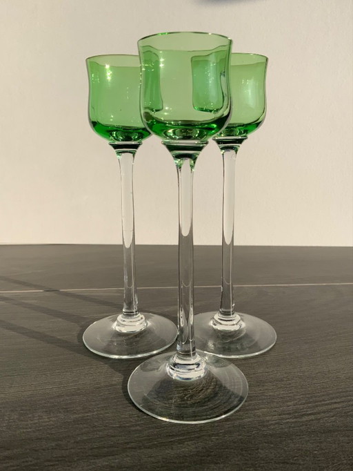 Juego de 3 copas de licor Art Nouveau - Bakalowits & Söhne - Meyr's Neffe - Viena c. 1902​