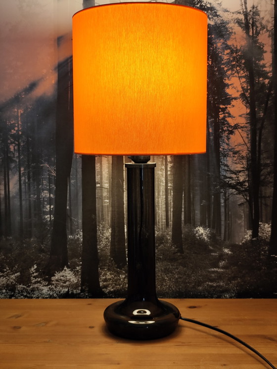 Image 1 of Vintage tafellamp in Space Age-stijl, oranje gerookt glas, Zweden, jaren 70.