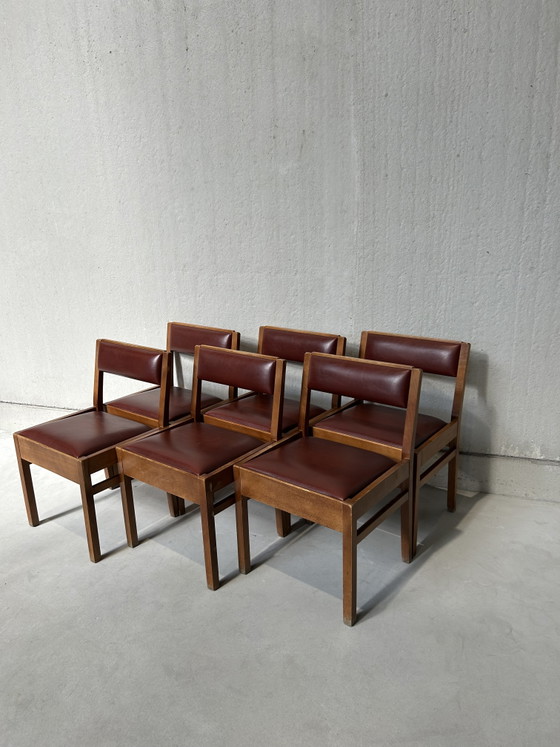 Vintage moderne du milieu du siècle – Mid Century Modern, Chaises de salle à manger, Wood, Skai (photo 5 of 7)