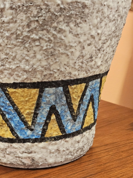 Vintage Uebelack Ceramic Flowerpot - Fat Lava Zigzag – Vases (photo 5 of 9)