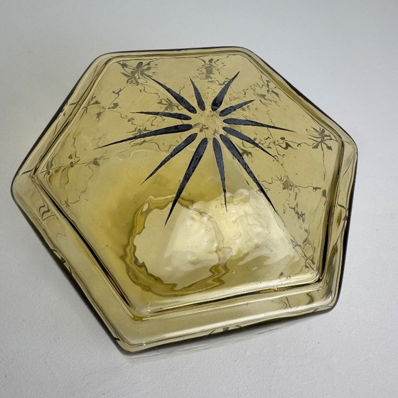 Image 1 of Lampadario a sospensione antico in vetro colorato stile Art Déco