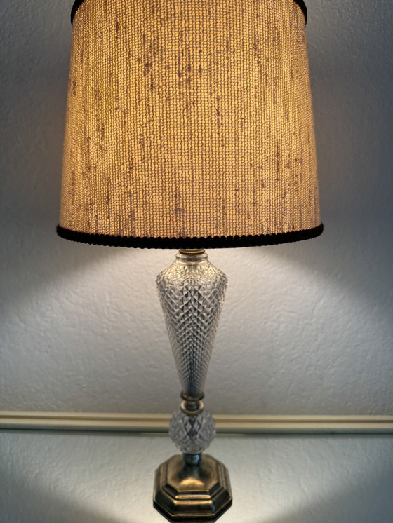 Image 1 of Glass and brass lamp from the 60s