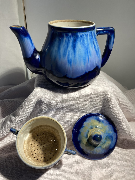 Image 1 of Vintage tweedelige theepot van steengoed van Alphonse Mouton