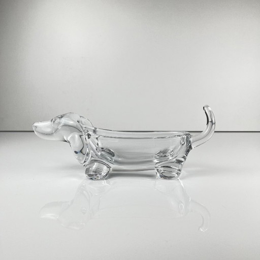Plat à bibelots en teckel de cristal, 1960