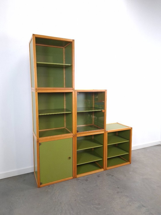 Design Flötotto Profilsystem Mobile modulare – 6 parti – Faggio verde, mobile LP, mobile 3 – Credenze alte (photo 22 of 24)