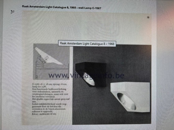 Image 1 of 2x Raak vintage wall/ceiling lamps 1960s (model C 1587)