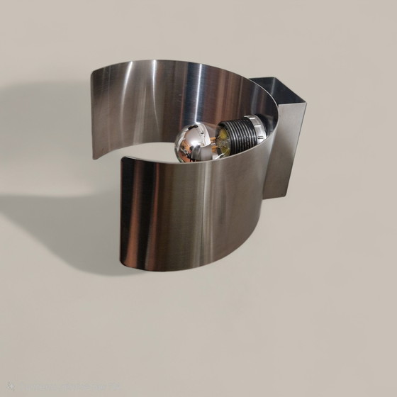 Image 1 of Paar vintage gebogen metalen lampen uit de jaren 70 – Franse modernistische verlichting, stijl van Philippe Rogier
