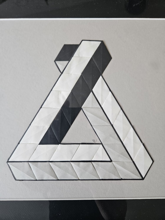 Image 1 of Unique Origami Tessellation – Framed Penrose Triangle (Signed)