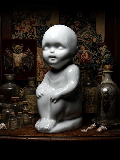 Rare sujet en fine de porcelaine de UC Limoges blanche ancien curiosité