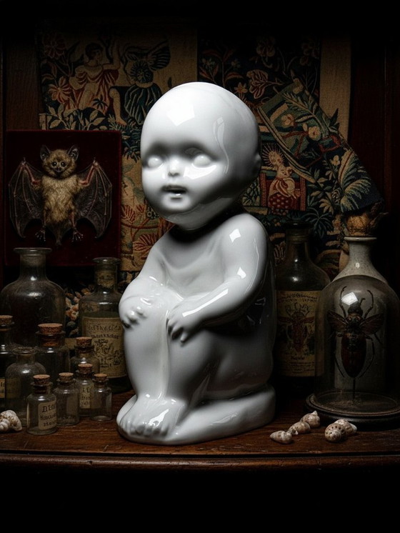 Image 1 of Rare sujet en fine de porcelaine de UC Limoges blanche ancien curiosité