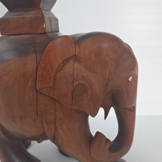 Image 1 of MAGNIFIQUE LAMPE ELEPHANT VINTAGE ART DECO 1940 1950 EN BOIS MASSIF 40S 50S