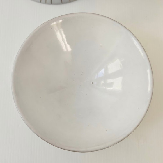 Image 1 of SET VAN 4 VINTAGE KERAMISCHE KOMMEN UIT 1950 VAN JACQUES INNOCENTI RIVIER, ROCKABILLY UIT DE JAREN 50