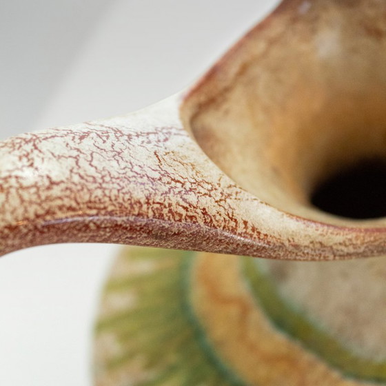 Image 1 of 1x 1960s Italian Modern Ceramic Jug, Beige and Green, Bertoncello Manufacturer