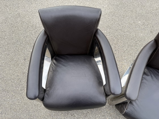 Image 1 of Art Deco 2-zits clubzetel 2x fauteuil Inox bruin