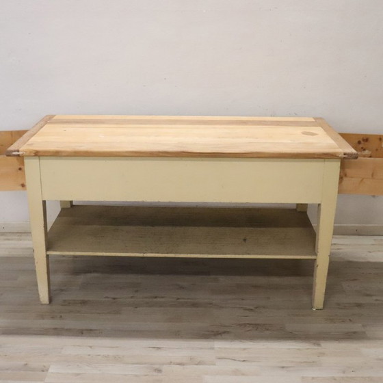 Image 1 of Table de travail en bois de peuplier laqué crème, Italie, fin du XIXe siècle