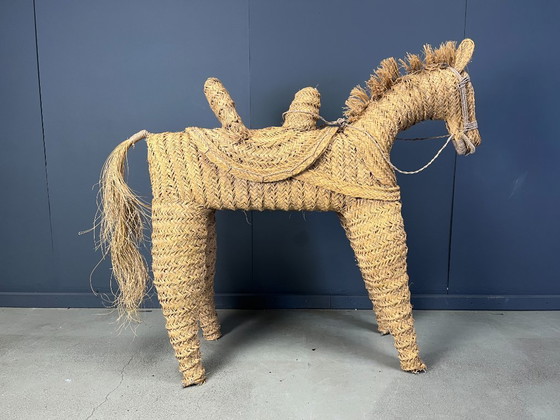 Image 1 of Poney/cheval espagnol vintage en paille, grandeur nature, années 1960