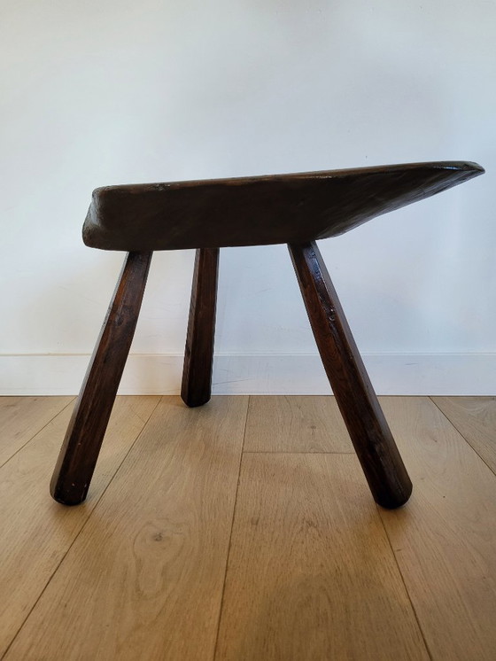 Image 1 of Boomstam massief houten bijzettafeltje of zitbankje, landelijke stijl, brutalist , jaren 60