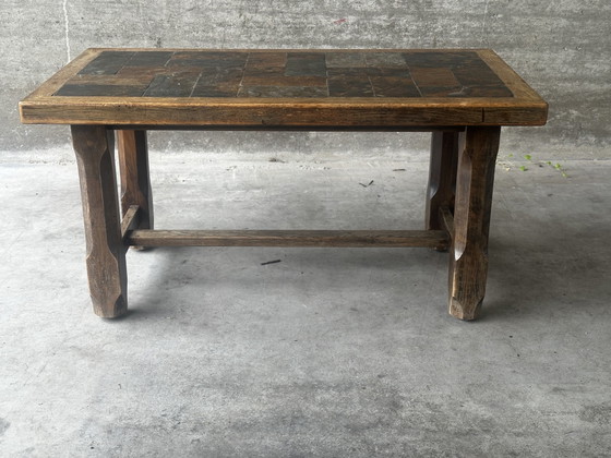 Couchtisch aus Eiche und Schiefer – 60er-70er Jahre – Couchtische, Wood, Stone (photo 6 of 14)