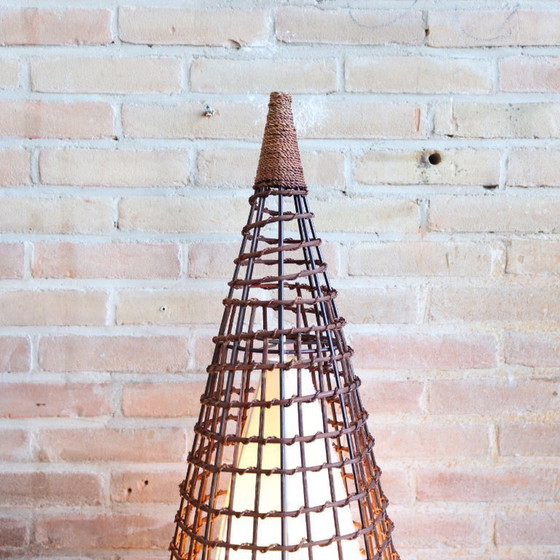 Image 1 of lampada da terra vintage lampada da terra in vimini tessuto Japandi