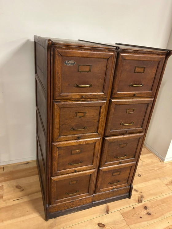 Image 1 of Industriële vintage dubbele archiefkast circa 1925